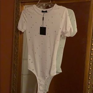White Distressed Bodysuit